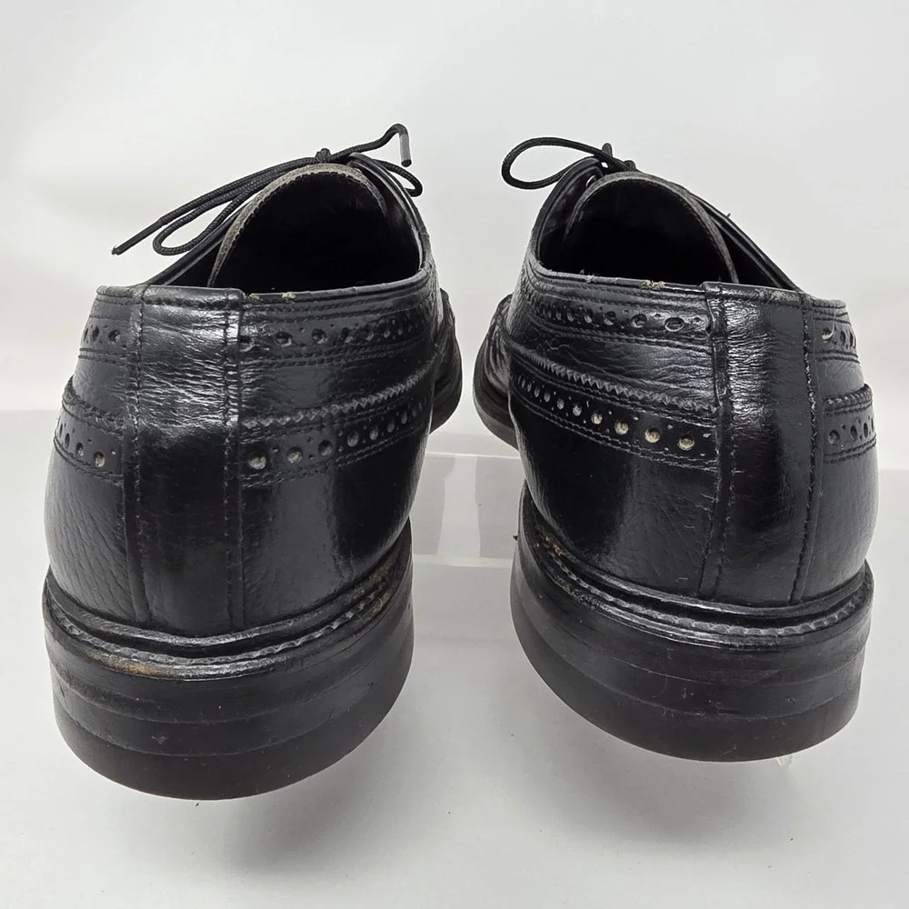 Hanover Wingtip Brogue Oxfords Mens 9 D 70128 Black Leather Dress Shoes USA Made